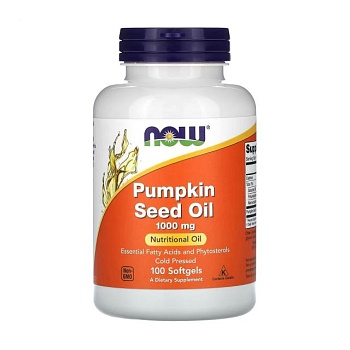 фото дієтична добавка в гелевих капсулах now foods pumpkin seed oil гарбузова олія 1000 мг, 100 шт