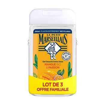 фото набір гелів для душу le petit marseillais манго та маракуя, 3*250 мл