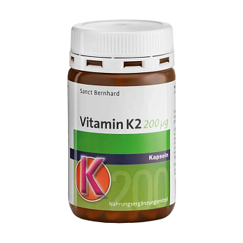 фото дієтична добавка вітаміни в капсулах sanct bernhard vitamin k2 вітамін k2, 200 мкг, 120 шт