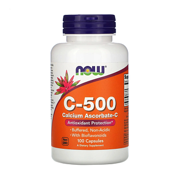 фото дієтична добавка в капсулах now foods vitamin c-500 calcium ascorbate-с вітамін с та аскорбат кальцію, 100 шт