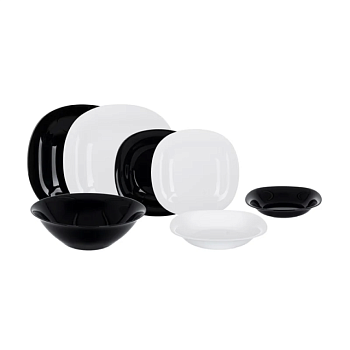 фото столовий сервіз luminarc carine black&white, 19 предметів (n1491)