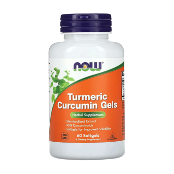 фото дієтична добавка в гелевих капсулах now foods turmeric curcumin gels куркумін, 60 шт