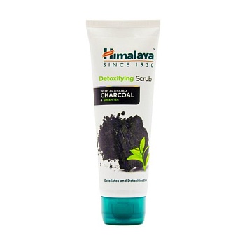 фото детокс-скраб для обличчя himalaya herbals detoxifying scrub with activated charcoal з вугіллям та зеленим чаєм, 75 мл