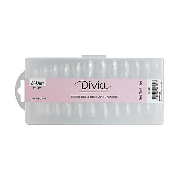 фото гелеві тіпси для нарощування нігтів divia gel nail tips стилет di1582, 240 шт