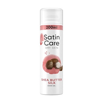 фото гель для гоління gillette satin care dry skin shea butter silk shave gel жіночий, для сухої шкіри, 200 мл