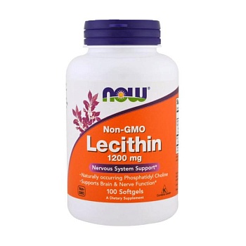 фото дієтична добавка в желатинових капсулах now foods lecithin лецитин 1200 мг, 100 шт