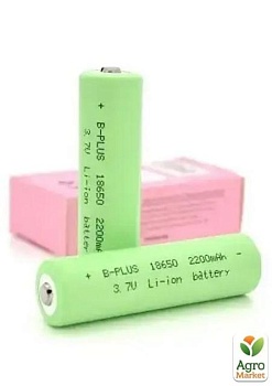 фото акумуляторна батарейка li-ion "b plus" 18650 2200 mah 3.7 v (66мм x 18 мм)