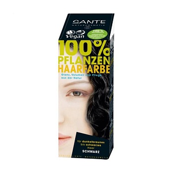 фото трав'яний порошок для фарбування волосся sante black, 100 г