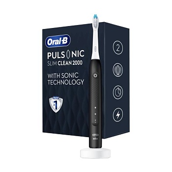 фото електрична зубна щітка oral-b pulsonic slim clean 2000 чорна, 1 шт