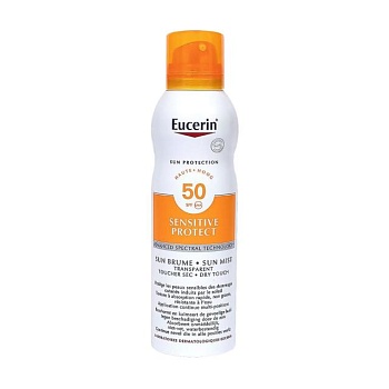 фото сонцезахисний спрей для тіла eucerin sun protection transparent sun spray dry touch spf 50, 200 мл
