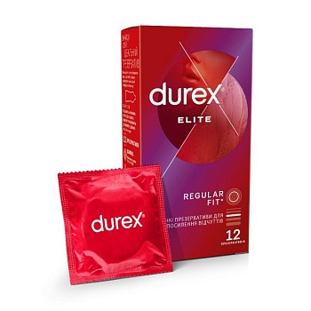 фото презервативи латексні з силіконовою змазкою durex elite тонкі, 12 шт