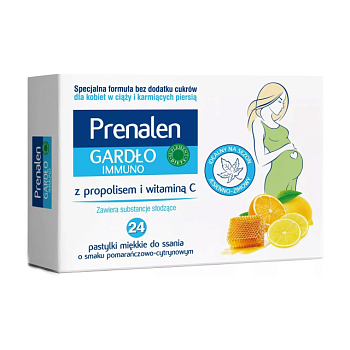 фото дієтична добавка в пастилках для вагітних polski lek prenalen з прополісом та вітаміном c, 24 шт