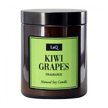 фото ароматична соєва свічка для масажу laq kiwi & grapes fragrance natural soy candle ківі та виноград, 180 мл