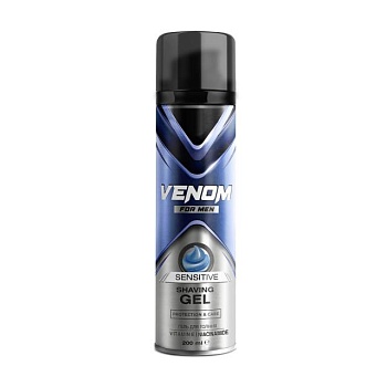 фото чоловічий гель для гоління venom sensitive shaving gel з вітаміном e та ніацинамідом, 200 мл