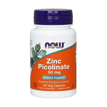 фото дієтична добавка мінерали в капсулах now foods zinc picolinate цинк піколінат, 50 мг, 60 шт