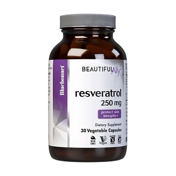 фото дієтична добавка в капсулах bluebonnet nutrition beautiful ally resveratrol ресвератрол 250 мг, 30 шт