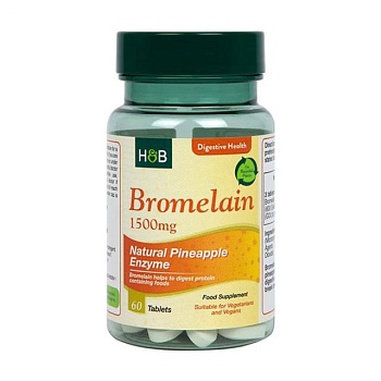 фото дієтична добавка в таблетках holland & barrett bromelain бромелайн 1500 мг, 60 шт