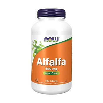 фото дієтична добавка в таблетках now foods alfalfa люцерна 650 мг, 500 шт