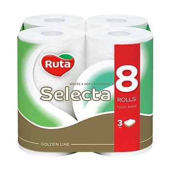 фото туалетний папір ruta selecta білий, 3-шаровий, 8 рулонів