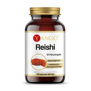фото дієтична добавка в капсулах yango reishi рейші 10% екстракт полісахариду, 450 мг, 90 шт