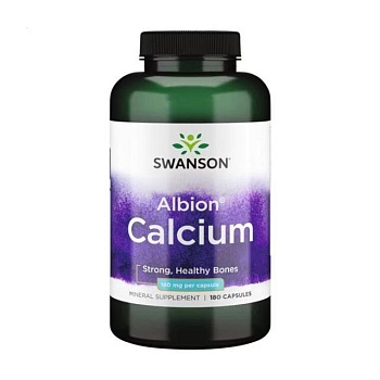 фото дієтична добавка в капсулах swanson albion chelated calcium кальцій 180 мг, 180 шт