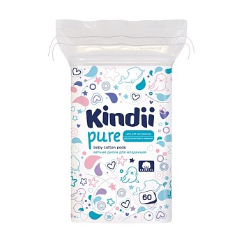 фото дитячі ватні диски cleanic kindii pure cotton pads, 60 шт
