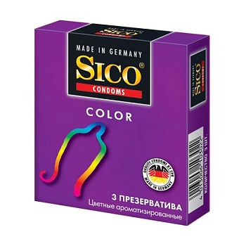 фото презервативи латексні sico color кольорові, ароматизовані, 3 шт