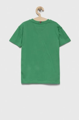 Детальне фото дитяча бавовняна футболка tommy hilfiger колір зелений з принтом