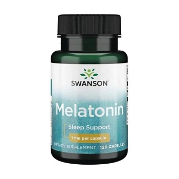 фото дієтична добавка в капсулах swanson melatonin мелатонін, 1 мг, 120 шт
