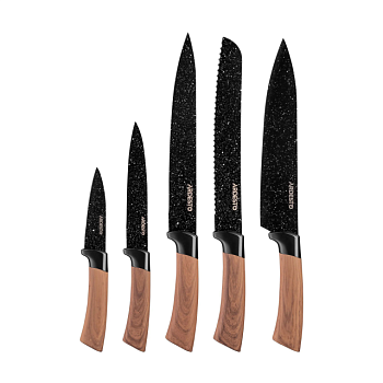 фото набір ножів ardesto midori з неіржавної сталі та пластиковими ручками, 5 предметів (ar2105bwd)