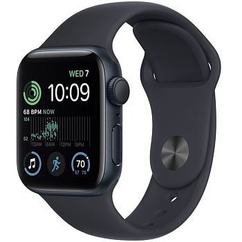 фото смарт-часы apple watch se gps 40mm midnight aluminium case with midnight sport band